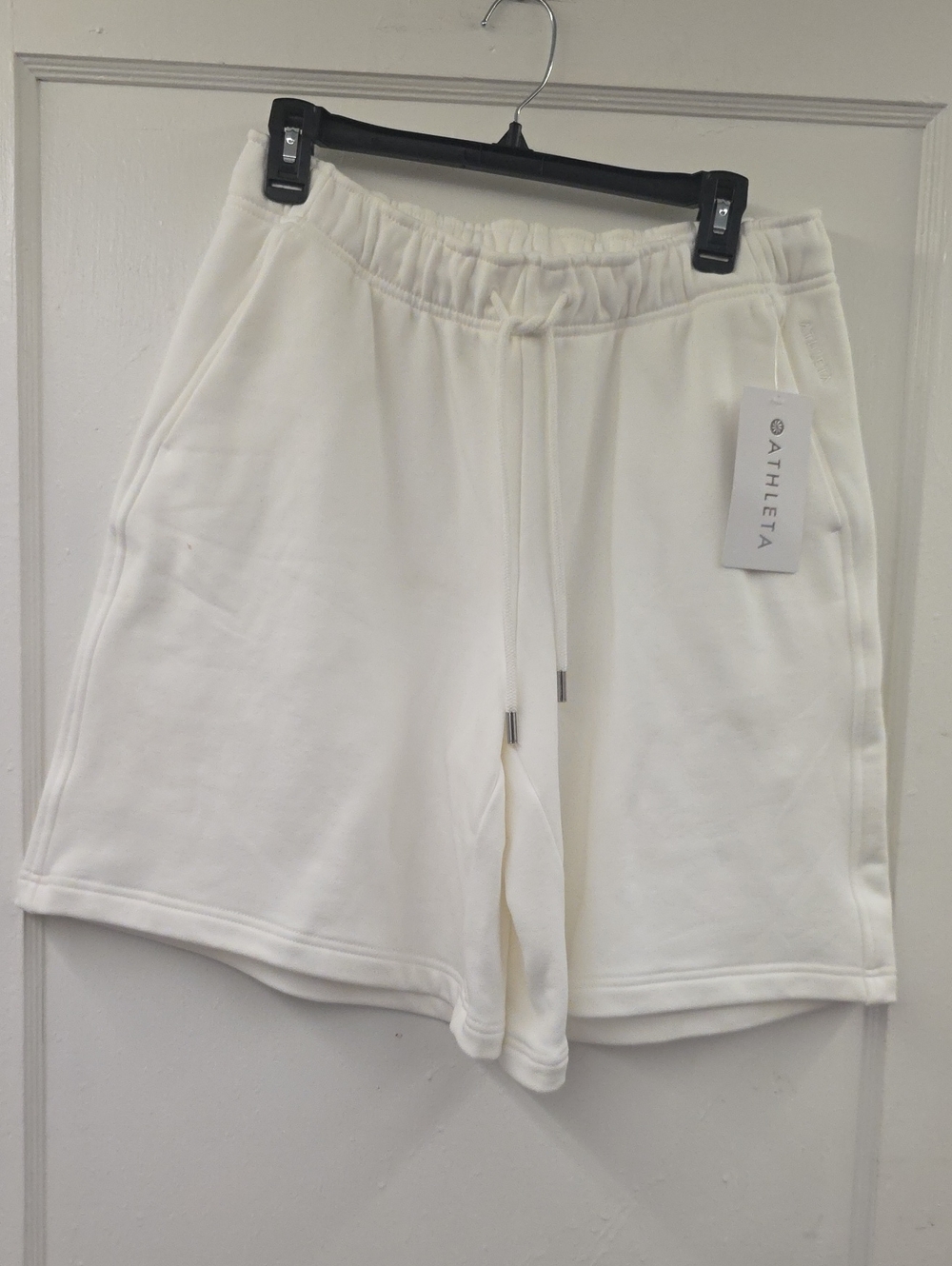 Athleta Terry Mid Rise Bermuda 10" Shorts Bright White Medium NWT